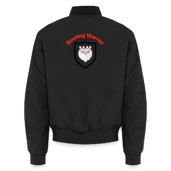 Bowling Warrior, Pin Hunter, Strike, Pin Army - Unisex Bomber Jacket - black - Back - AI Model Male 185 light (185cm)