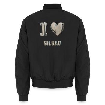J’adore Bilbao – Design architectural moderne - Bomber unisexe - noir - Dos - AI Model Male 185 light (185cm)