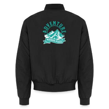 Adventure Modern Peaks – Berge Outdoor Design - Unisex Bomberjacke - Schwarz - Hinten - AI Model Male 185 light (185cm)