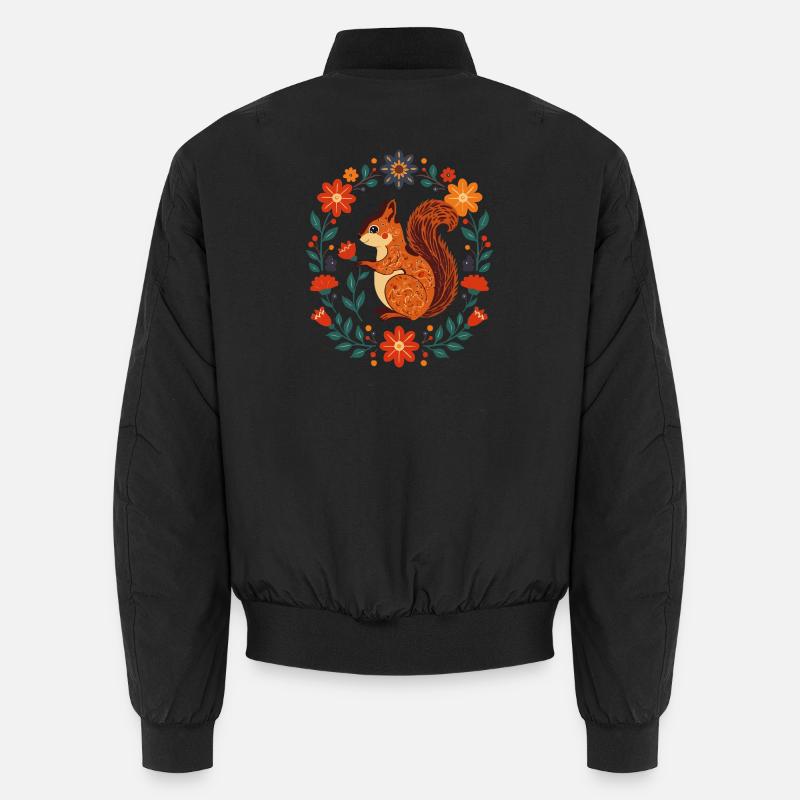 Flower Wreath Squirrel Unisex Bomber Jacket