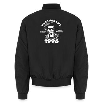 30th Birthday Pogo for life since 01/1996 - Unisex Bomber Jacket - black - Back - AI Model Male 185 light (185cm)