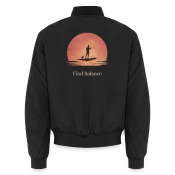 Sunset SUP – Ruhe auf dem Wasser - Unisex Bomberjacke - Schwarz - Hinten - AI Model Male 185 light (185cm)