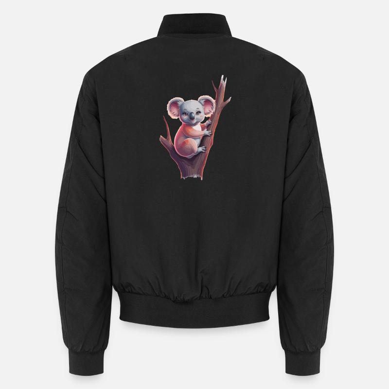 Cute koala on tree trunk for children and Unisex Bomber Jacket