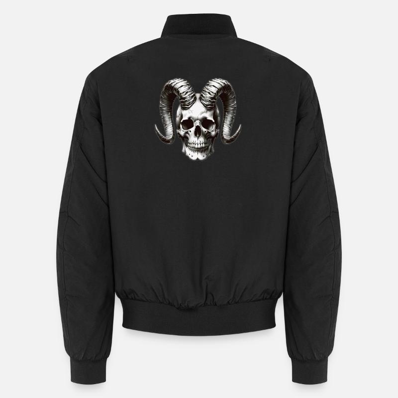Widder Totenschädel Kraft Symbol Dunkle Stärke Unisex Bomberjacke