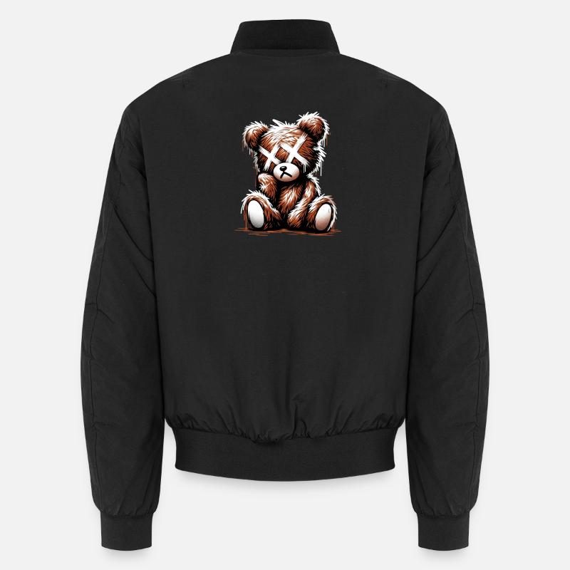 Broken Sad Teddy Graffiti Art - Unisex Bomber Jacket - black