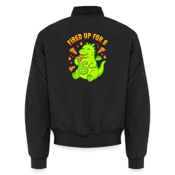Fired Up For 6 Drache Pizza - Unisex Bomberjacke - Schwarz - Hinten - AI Model Male 185 light (185cm)