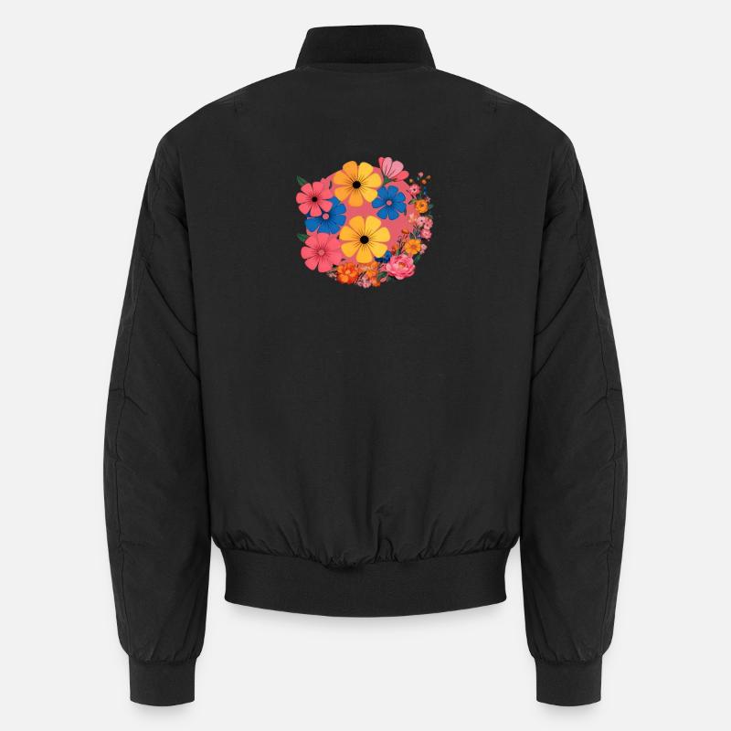 Blumen im Retro-Pop Unisex Bomberjacke