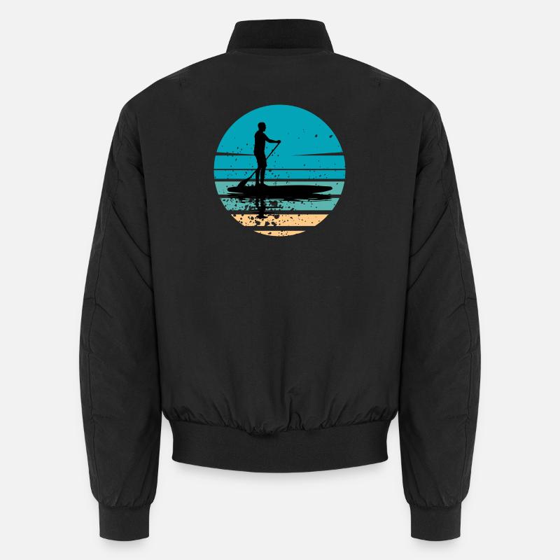 Paddleboard mit maritimer Atmosphäre im Retro-Stil - Unisex Bomberjacke - Schwarz