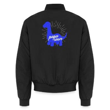 Papasaurier T-Rex Dinosaurier Vaterschaft Daddysaur - Unisex Bomberjacke - Schwarz - Hinten - AI Model Male 185 light (185cm)