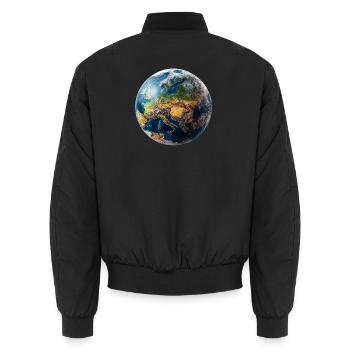 Conception du globe : paysage Europe-Asie - Bomber unisexe - noir - Dos - AI Model Male 185 light (185cm)