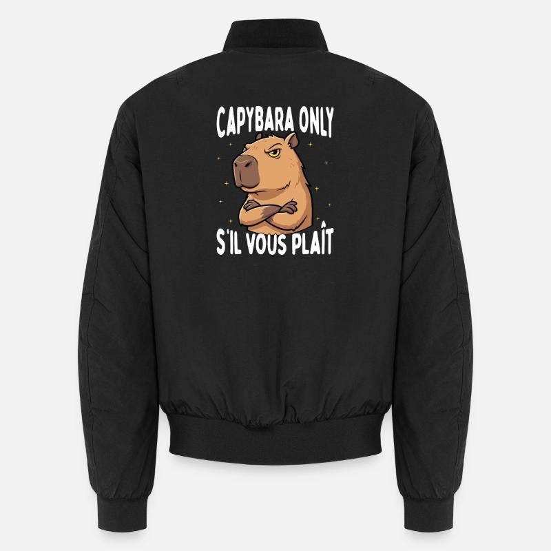 Funny Capybara Only S'il Vous Plaît Animal Meme Unisex Bomber Jacket