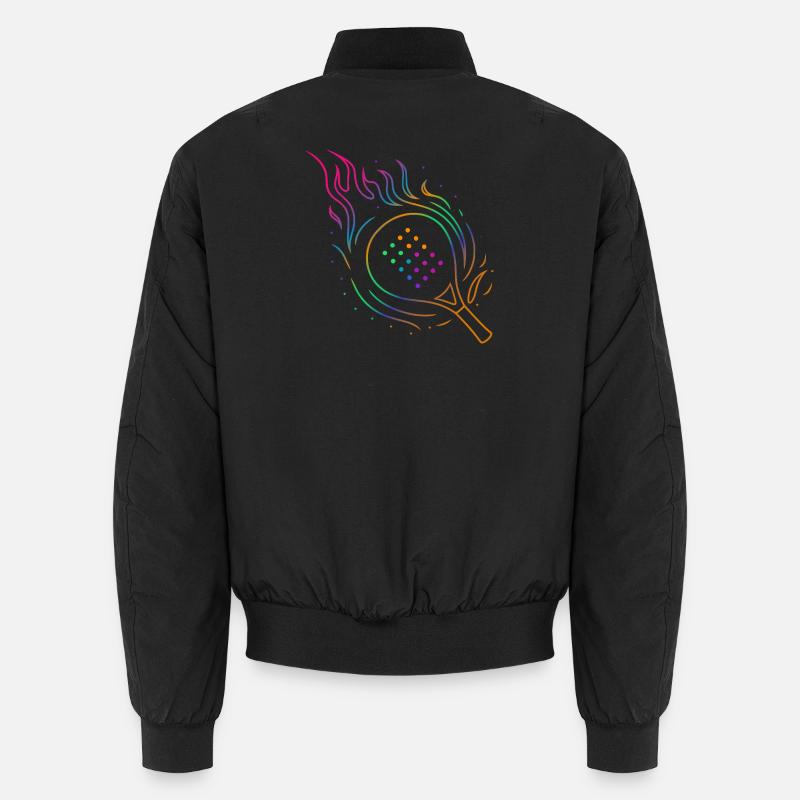 Padel with flaming racket design - Unisex Bomber Jacket - black
