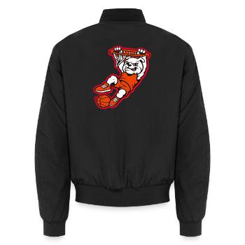Bulldog Basketball Dunk Mascot - Unisex Bomber Jacket - black - Back - AI Model Male 185 light (185cm)