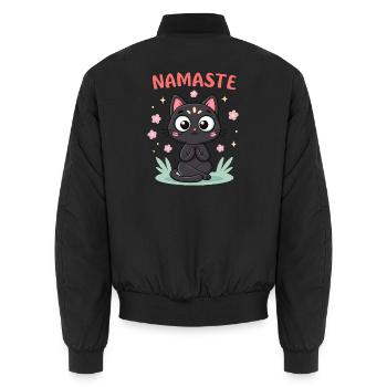Namaste Chat Zen - Unisex Bomber Jacket - black - Back - AI Model Male 185 light (185cm)