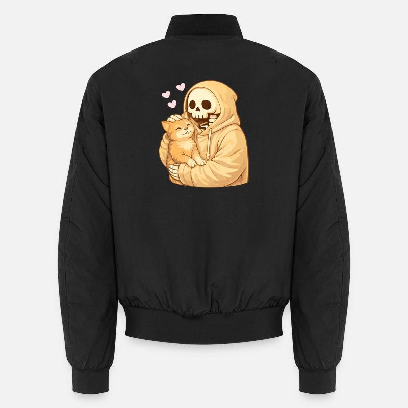 Squelette douillet avec chat – Proximité douce Bomber unisexe