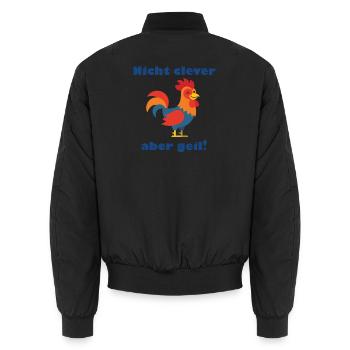 Nicht clever aber geil: bunter Hahn - Unisex Bomberjacke - Schwarz - Hinten - AI Model Male 185 light (185cm)