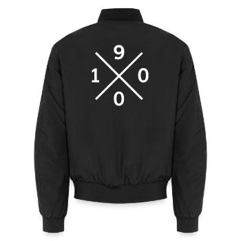 1900 Mönchengladbach Fan Hoodie, Tasche, Tasse - Unisex Bomberjacke - Schwarz - Hinten - AI Model Male 185 light (185cm)