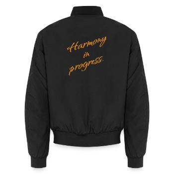 Harmony in Progress – Balance & Mindset - Unisex Bomber Jacket - black - Back - AI Model Male 185 light (185cm)