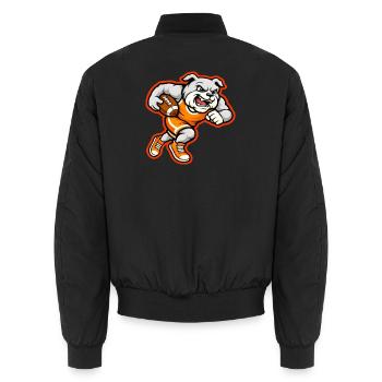 Bulldog Football Running Power Mascot - Unisex Bomber Jacket - black - Back - AI Model Male 185 light (185cm)