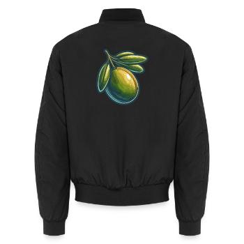 Vintage-Botanische Olive - Unisex Bomberjacke - Schwarz - Hinten - AI Model Male 185 light (185cm)
