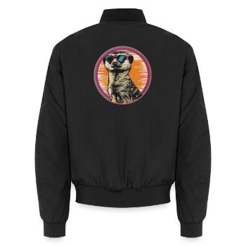 Suricate avec des lunettes de soleil rétro - Bomber unisexe - noir - Dos - AI Model Male 185 light (185cm)