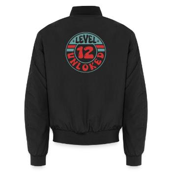 Niveau 12 Débloqué – Design d’anniversaire de joueur cool - Bomber unisexe - noir - Dos - AI Model Male 185 light (185cm)
