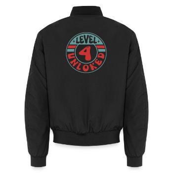 Level 4 Unlocked – Cooles Gamer Geburtstagsdesign - Unisex Bomberjacke - Schwarz - Hinten - AI Model Male 185 light (185cm)