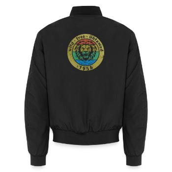 70. Geburtstag Wild, free & untamed since 02/1956 - Unisex Bomberjacke - Schwarz - Hinten - AI Model Male 185 light (185cm)