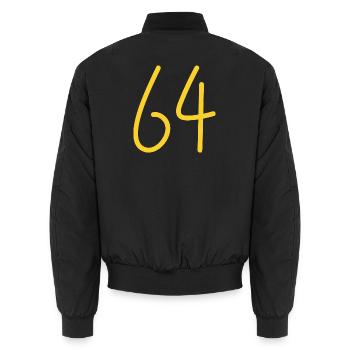 64 - Unisex Bomber Jacket - black - Back - AI Model Male 185 light (185cm)