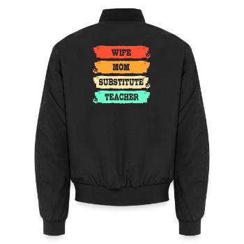 Vertretungslehrer Aushilfslehrer Ersatzlehrerin - Unisex Bomberjacke - Schwarz - Hinten - AI Model Male 185 light (185cm)