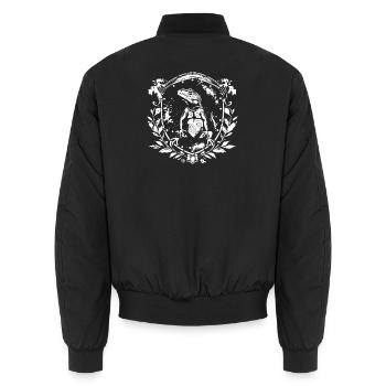 Heraldischer Leguan im Laubkranz - Unisex Bomberjacke - Schwarz - Hinten - AI Model Male 185 light (185cm)