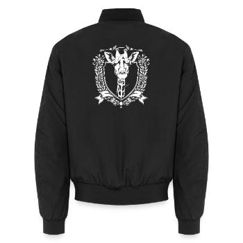 Giraffes Crest Shield - Unisex Bomber Jacket - black - Back - AI Model Male 185 light (185cm)