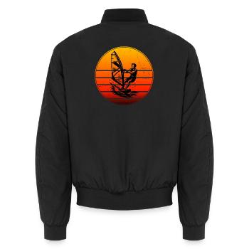 Motif minimaliste de planche à voile - Bomber unisexe - noir - Dos - AI Model Male 185 light (185cm)