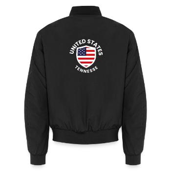 USA Tennessee Shield Flag - Unisex Bomber Jacket - black - Back - AI Model Male 185 light (185cm)