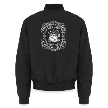 Loot der Legende: Schatzkiste - Unisex Bomberjacke - Schwarz - Hinten - AI Model Male 185 light (185cm)