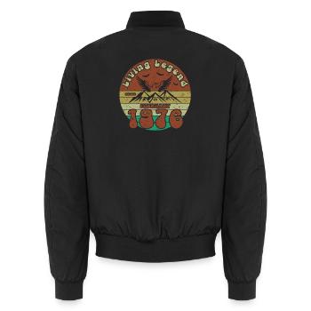 50. Geburtstag Living Legend since VIN 02/1976 - Unisex Bomberjacke - Schwarz - Hinten - AI Model Male 185 light (185cm)