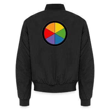 Rainbow Color Wheel - Unisex Bomber Jacket - black - Back - AI Model Male 185 light (185cm)