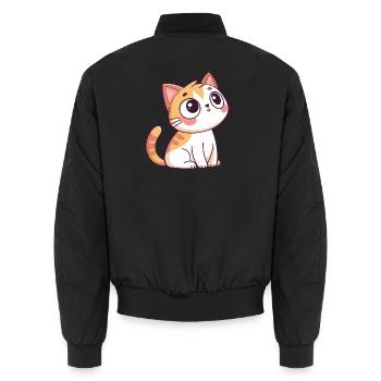 Curious Kitten - Unisex Bomber Jacket - black - Back - AI Model Male 185 light (185cm)