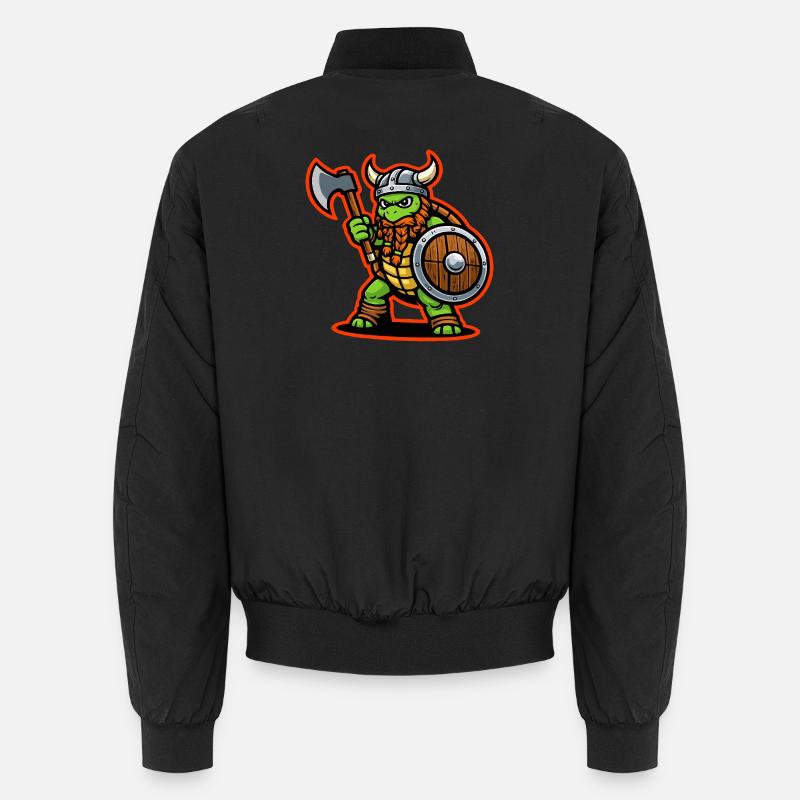 Wikinger-Schildkröte-Krieger-Axt-Schild-Maskottchen - Unisex Bomberjacke - Schwarz