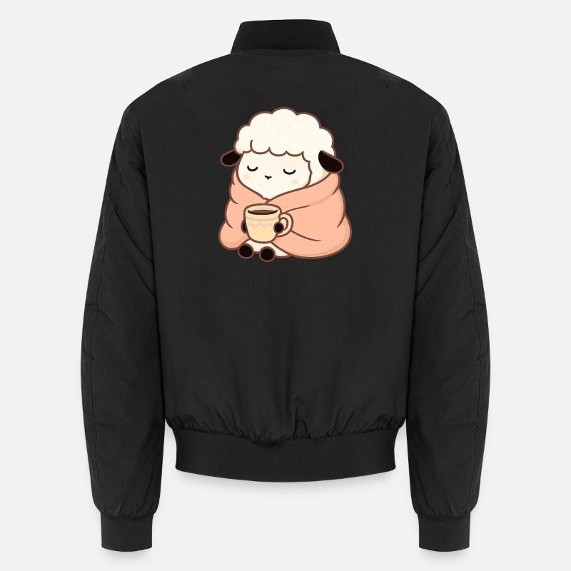 Schaf mit Tee – Ruhige Illustration Unisex Bomberjacke