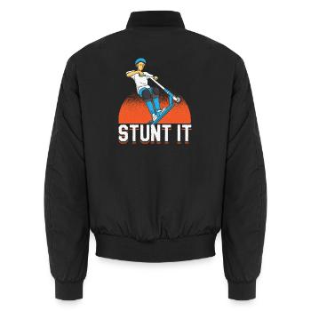 Conception du rider de trick scooter Stunt It - Bomber unisexe - noir - Dos - AI Model Male 185 light (185cm)