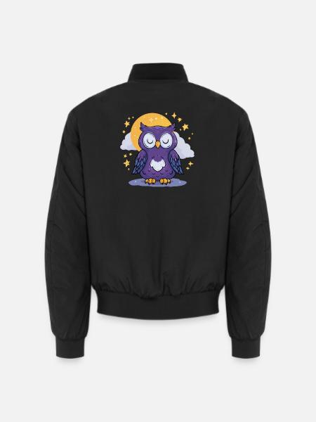 Moonlit Night Owl - Unisex Bomber Jacket - black