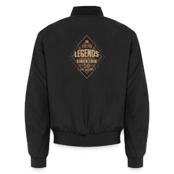 50 Geburtstag Legenden geboren 1976 Leben beginnt - Unisex Bomberjacke - Schwarz - Hinten - AI Model Male 185 light (185cm)