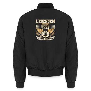18 Birthday Legends Born 2008 Grunge Life - Unisex Bomber Jacket - black - Back - AI Model Male 185 light (185cm)