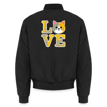 LoveCat face in vintage look - Unisex Bomber Jacket - black - Back - AI Model Male 185 light (185cm)