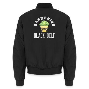 Gardening Black Belt Plant Lover Gardener - Unisex Bomber Jacket - black - Back - AI Model Male 185 light (185cm)