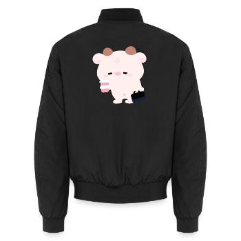 Habe Cow Coffee Run ausprobiert - Unisex Bomberjacke - Schwarz - Hinten - AI Model Male 185 light (185cm)