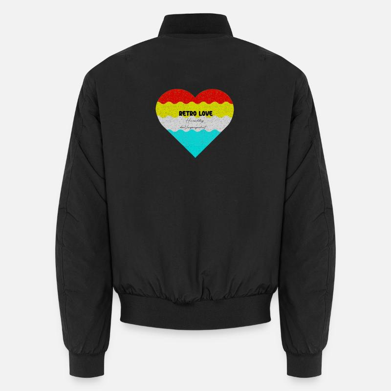 Retro Herzliebe im bunten Farbverlauf - Unisex Bomberjacke - Schwarz