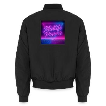Midlife Power  - Unisex Bomberjacke - Schwarz - Hinten - AI Model Male 185 light (185cm)
