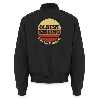Frère aîné J’ai fixé les standards Rétro Vintage - Bomber unisexe - noir - Dos - AI Model Male 185 light (185cm)